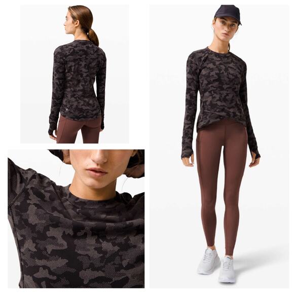 Lululemon Camo Sweatshirt Size 4  Close to Crossing Jacquard Black RULU - Picture 1 of 14